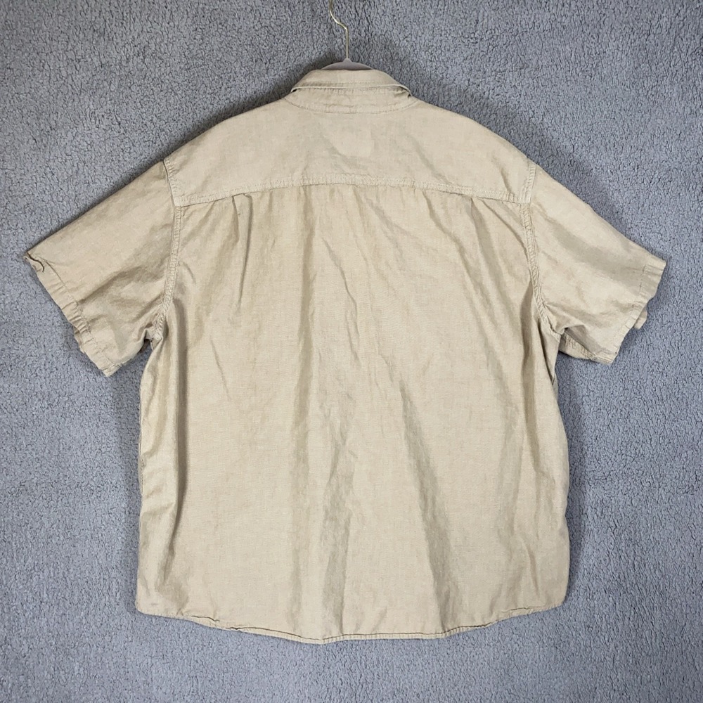 Carhartt Short Sleeve Button Down Shirt Men's 2XL Tan Brown Chambray Loose Fit - Picture 4 of 8